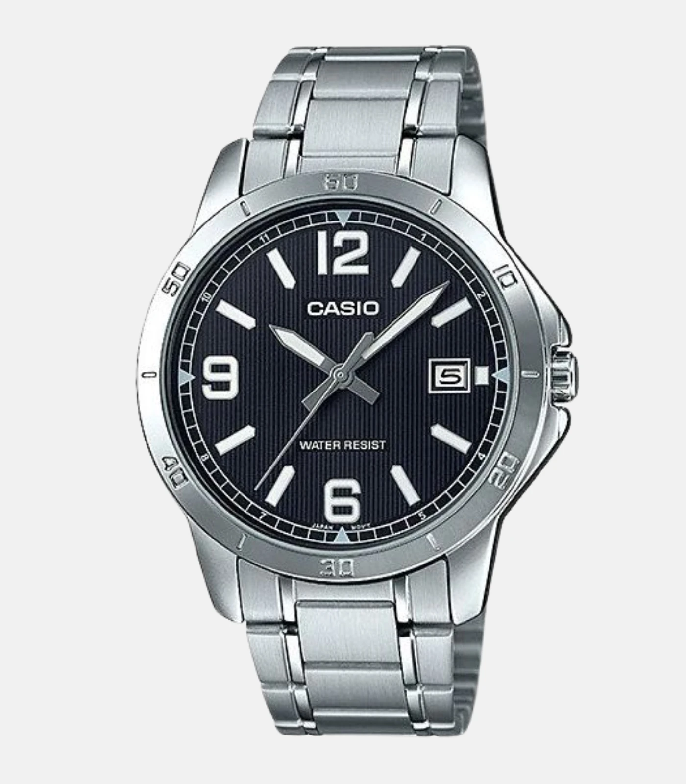 Montre Homme CASIO - MTP-V004D-1B2UDF - Bracelet Gris En Acier Inoxydable - Résistante à l'eau - 12 Mois De Garantie