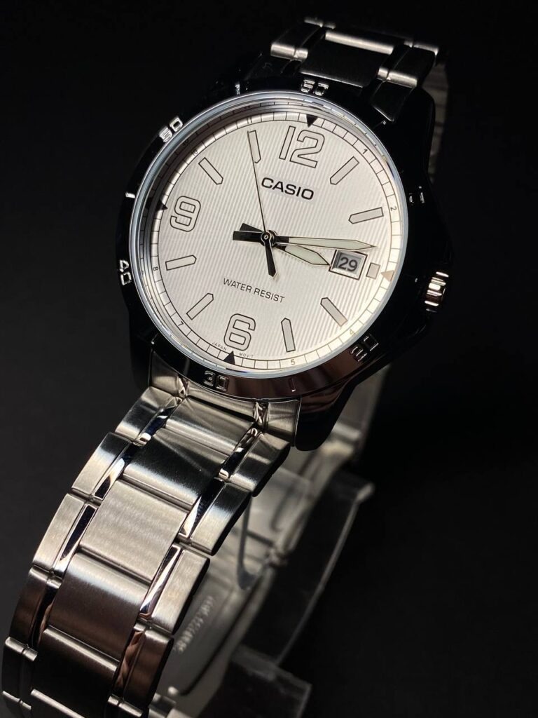 montre bracelet homme casio collection mtp v004d 7b2udf bracelet gris en acier inoxydable résistante à l'eau