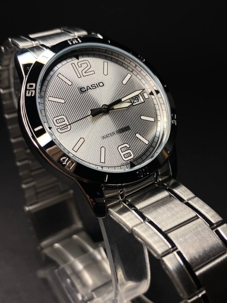 montre bracelet homme casio collection mtp v004d 7b2udf bracelet gris en acier inoxydable résistante à l'eau
