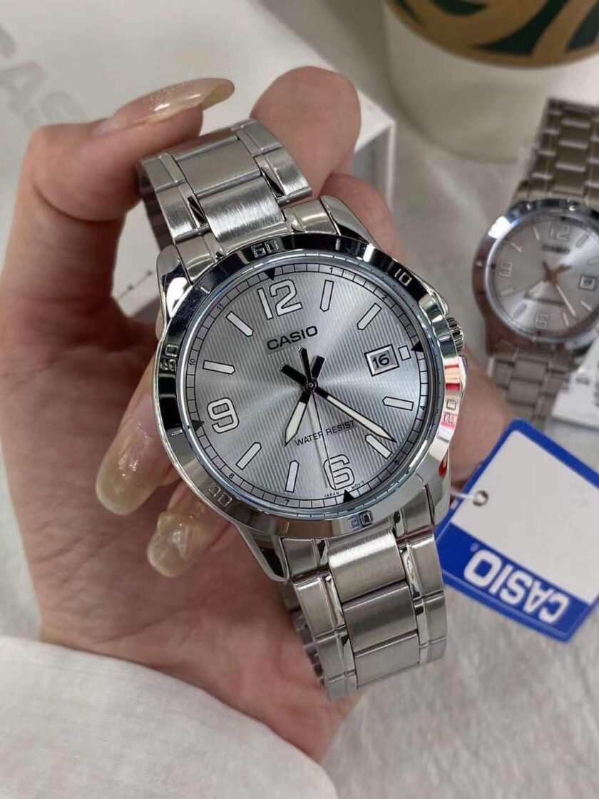 montre bracelet homme casio collection mtp v004d 7b2udf bracelet gris en acier inoxydable résistante à l'eau