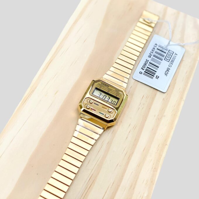 Montre-Bracelet Jeunesse- Casio A100WEG-9ADF - Bracelet Dorée en Acier Inoxydable