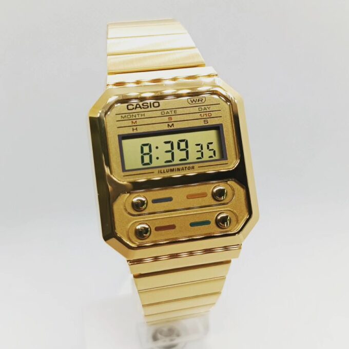 Montre-Bracelet Jeunesse- Casio A100WEG-9ADF - Bracelet Dorée en Acier Inoxydable