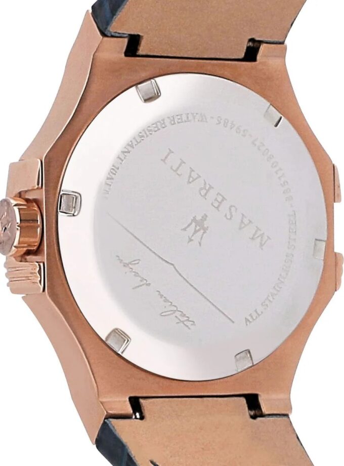 Montre-Bracelet Homme - Maserati Montre Potenza Blue Dial R8851108027 - Bracelet En Cuir Croco Noir Avec Dateur