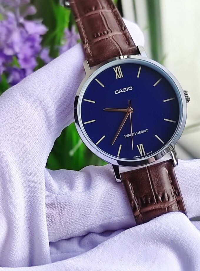 Montre-Bracelet Femme - Casio LTP-VT01L-2BUDF - Bracelet Brun En Cuir Véritable