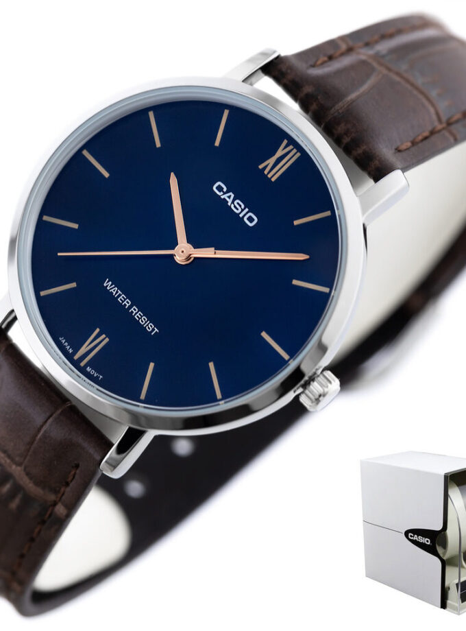 Montre-Bracelet Femme - Casio LTP-VT01L-2BUDF - Bracelet Brun En Cuir Véritable