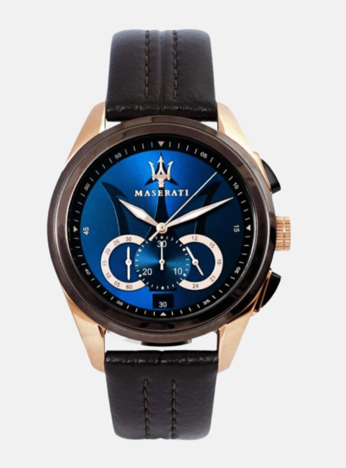 Montre-Bracelet Homme - Maserati R8871612024 - Montre Traguardo Chronographe Dateur Maserati En Cuir Véritable