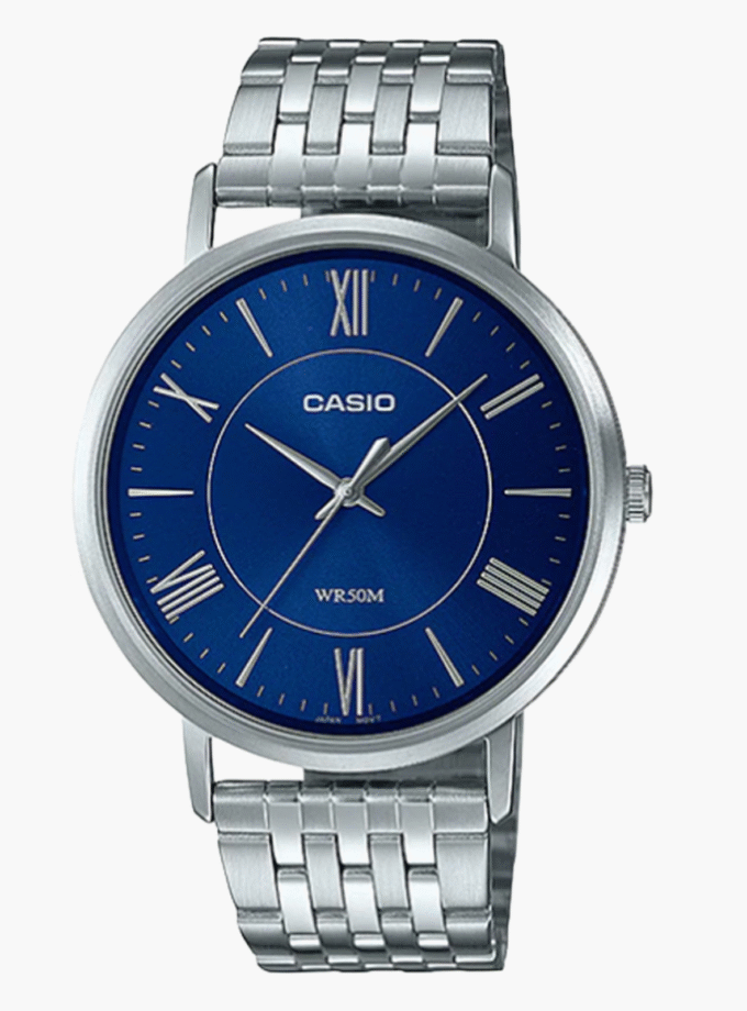 Montre-Bracelet Homme - Casio Collection MTP-B110D-2AVDF - Bracelet Gris Avec Fond Bleu En Acier Inoxydable