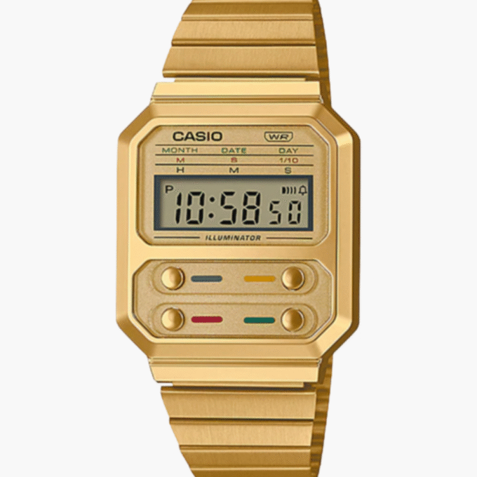 Montre-Bracelet Jeunesse- Casio A100WEG-9ADF - Bracelet Dorée en Acier Inoxydable