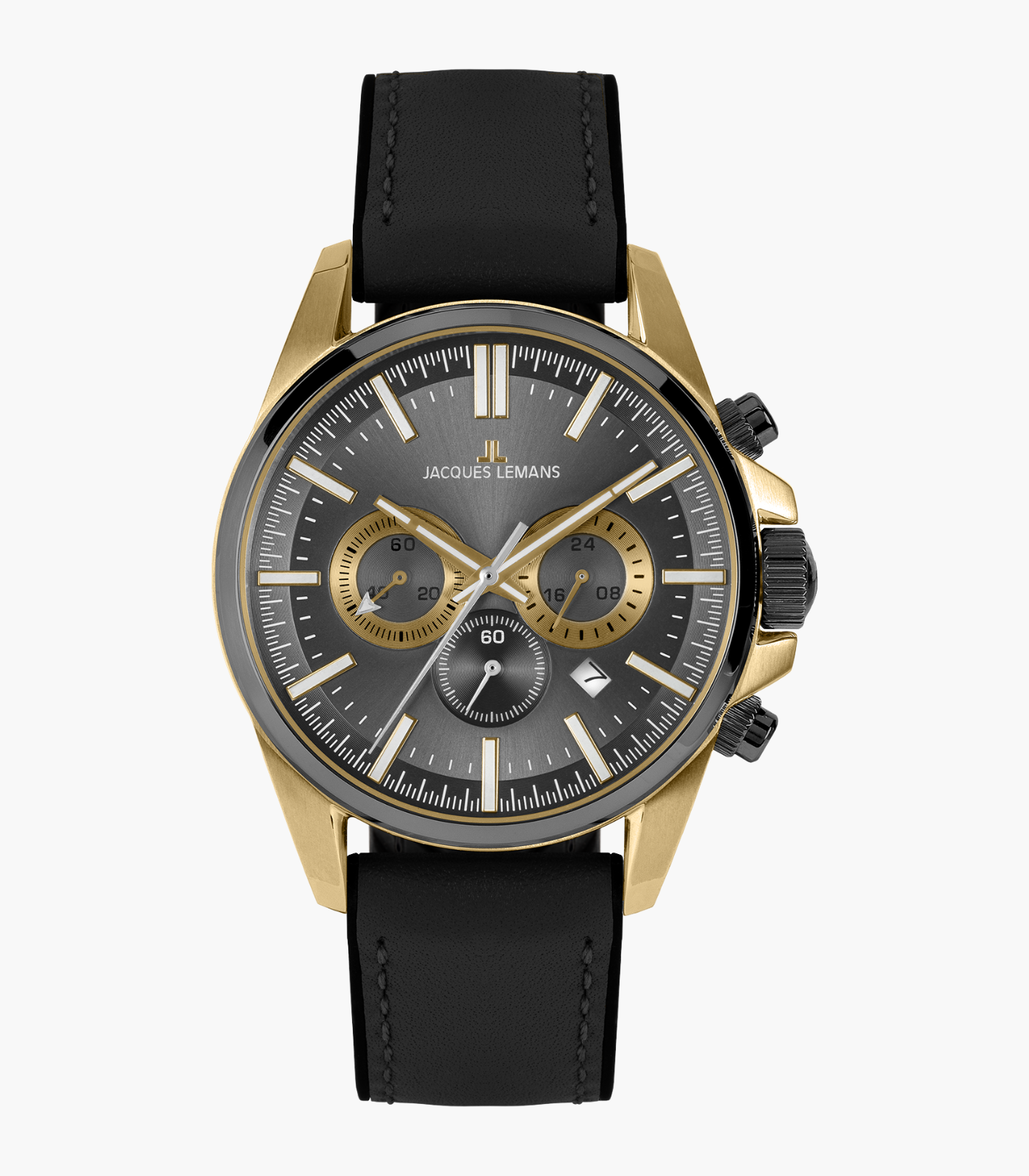 Montre Homme Jacques Lemans - 1-2119D - Bracelet Noir en Cuir Véritable - Résistance à l'Eau 10 ATM