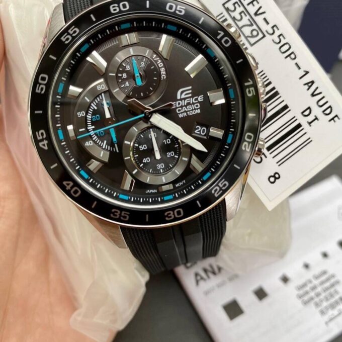 Montre Homme Casio Edifice - EFV-550P-1AVUDF - Bracelet Noir En Résine - Résistance à l'eau 10 ATM