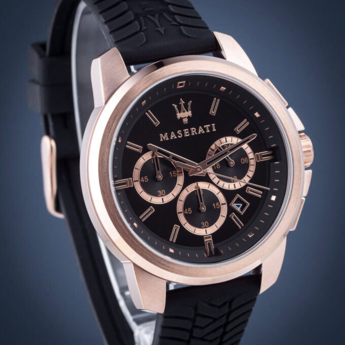 aiwatch_R8871621012 - Montre Bracelet Homme Maserati Successo - R8871621012 - Chronographe - Bracelet Noir en Silicone - Résistance à l'eau 5 ATM