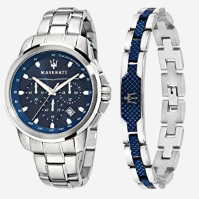 Montre Homme Maserati - R8851121016 - Bracelet Bicolore En Acier Inoxydable - Résistance à l'eau 5 ATM + Un Bracelet Maserati