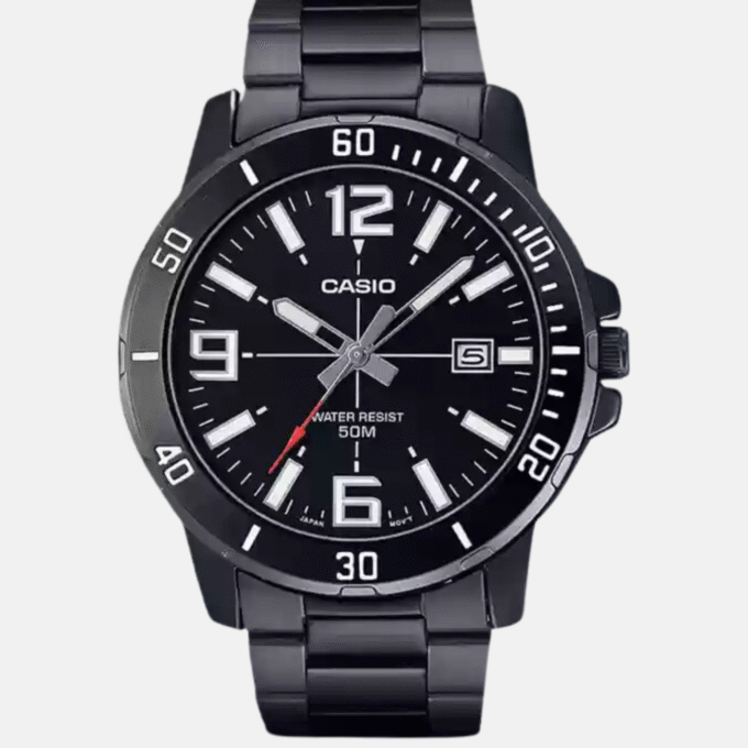 Montre Homme Casio Collection - MTP-VD01B-1BVUDF - Bracelet Noir En Acier Inoxydable - Résistance à l'eau 50 M