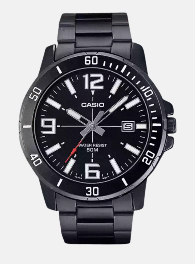 Montre Homme Casio Collection - MTP-VD01B-1BVUDF - Bracelet Noir En Acier Inoxydable - Résistance à l'eau 50 M
