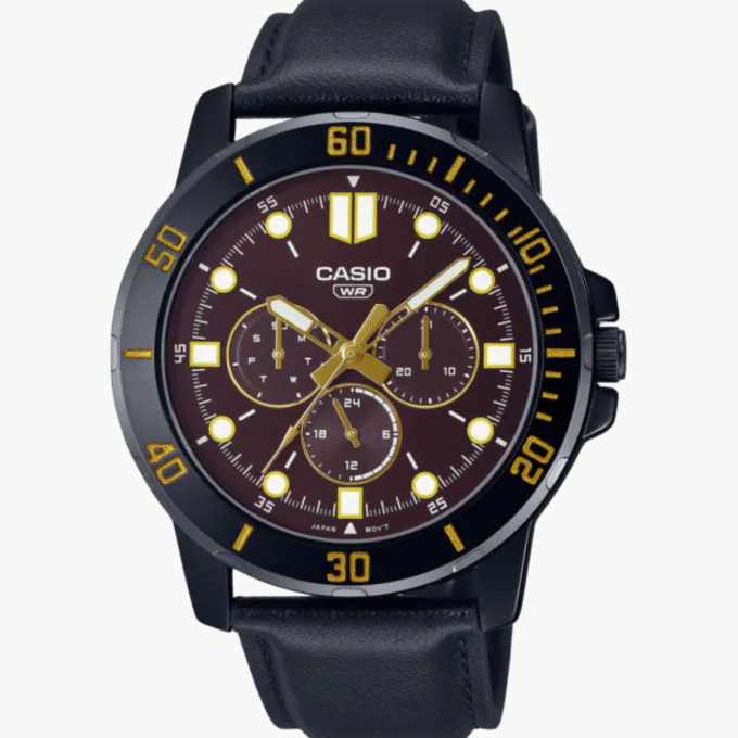 Montre Homme Casio Collection - MTP-VD300BL-5EUDF - Bracelet Noir En Cuir - Résistance à l'eau 30 M