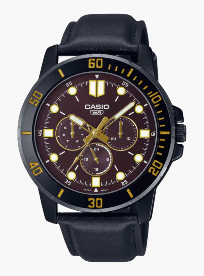 Montre Homme Casio Collection - MTP-VD300BL-5EUDF - Bracelet Noir En Cuir - Résistance à l'eau 30 M