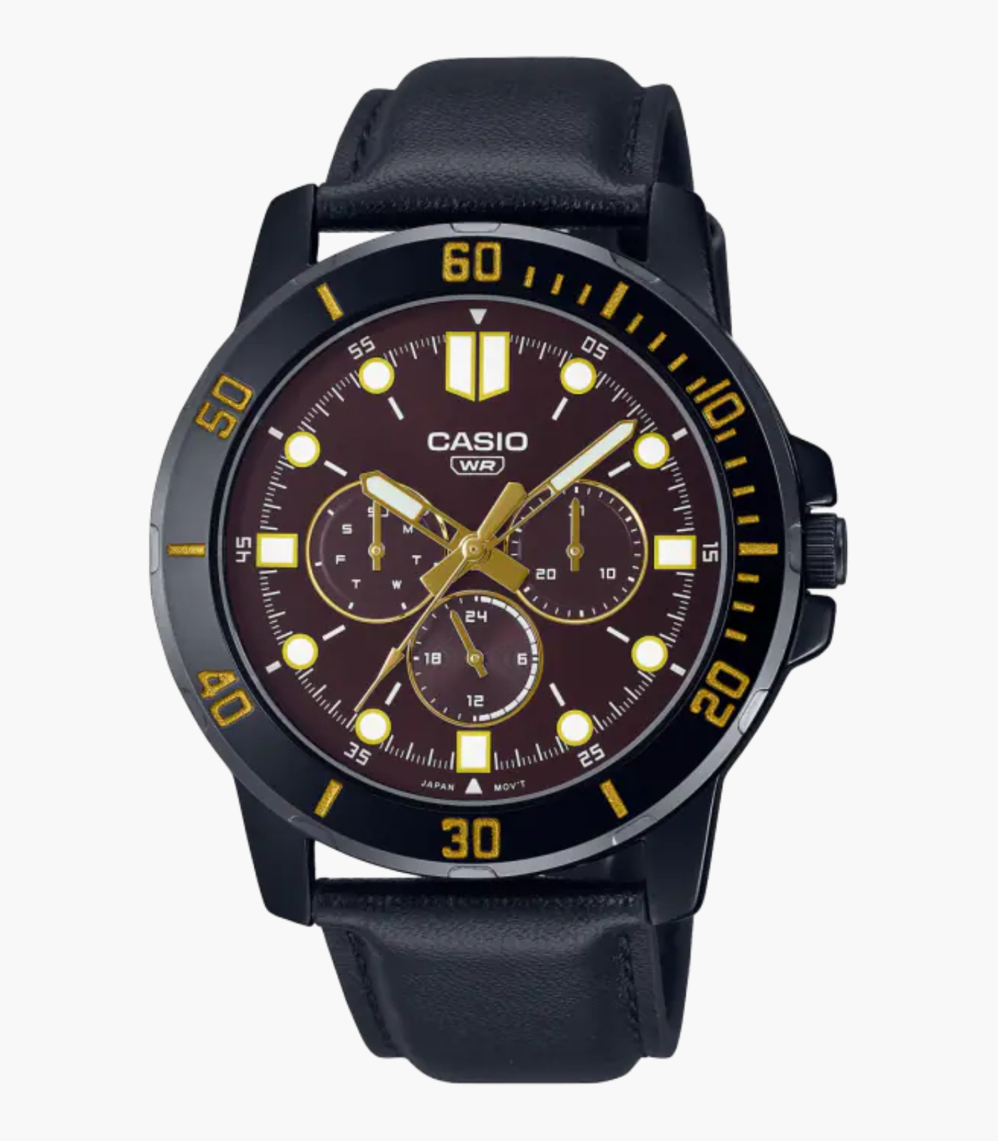 Montre Homme Casio Collection - MTP-VD300BL-5EUDF - Bracelet Noir En Cuir - Résistance à l'eau 30 M