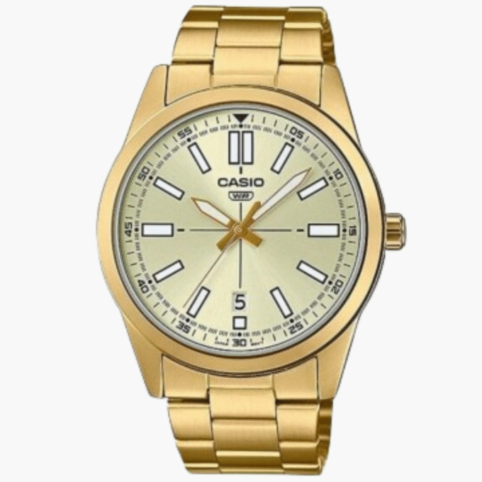 Montre Homme Casio Collection - MTP-VD02G-9EUDF - Bracelet Dorée En Acier Inoxydable - Résistance à l'eau 30 M