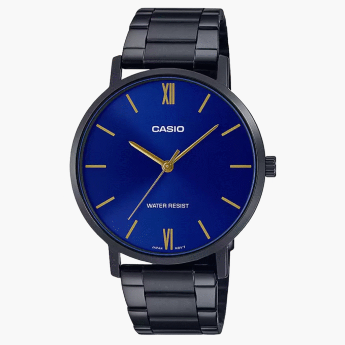 Montre Homme Casio Collection - MTP-VT01B-2BUDF - Bracelet Noir En Acier Inoxydable - Résistance à l'eau 30 M