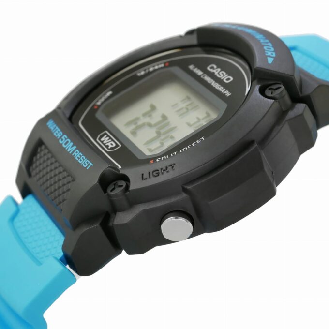 Montre Homme Casio Numérique W-219H-2A2V - Bracelet Bleu En Résine - Résistance à l'eau 5 ATM