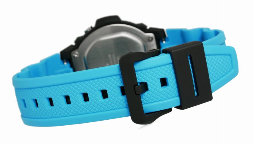 montre homme casio numérique w 219h 2a2v bracelet bleu en résine résistance à l'eau 5 atm