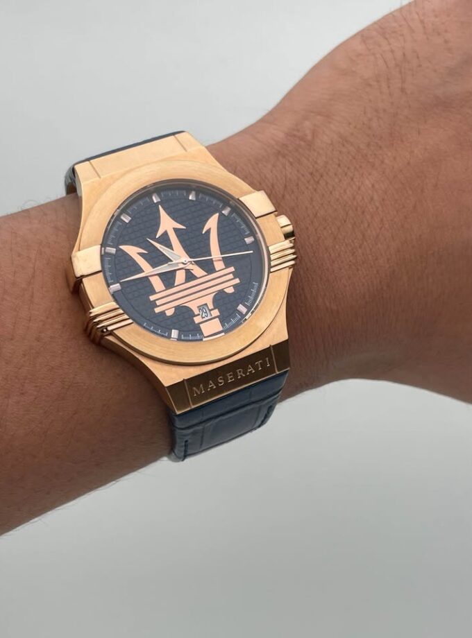 montre homme seul le temps maserati potenza r8851108035 bracelet noir en cuir véritable résistance à l'eau 10 atm