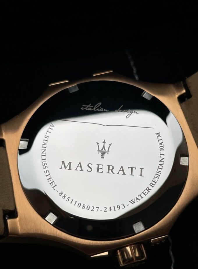 Montre Homme seul le temps Maserati Potenza - R8851108035 - Bracelet Noir en Cuir Véritable - Résistance à l'eau 10 ATM