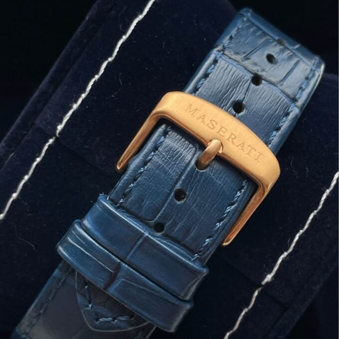 Montre Homme seul le temps Maserati Potenza - R8851108035 - Bracelet Noir en Cuir Véritable - Résistance à l'eau 10 ATM