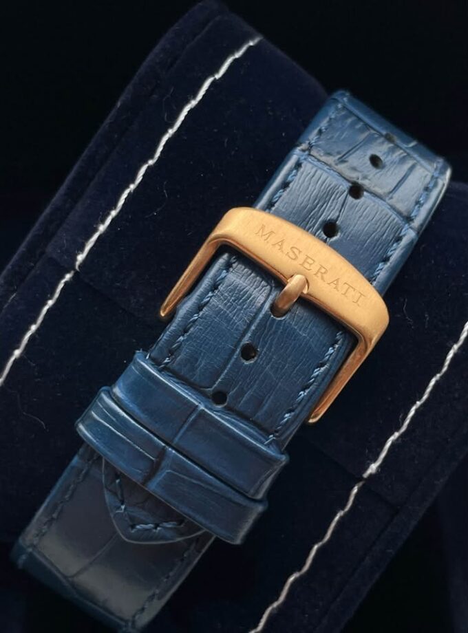 Montre Homme seul le temps Maserati Potenza - R8851108035 - Bracelet Noir en Cuir Véritable - Résistance à l'eau 10 ATM