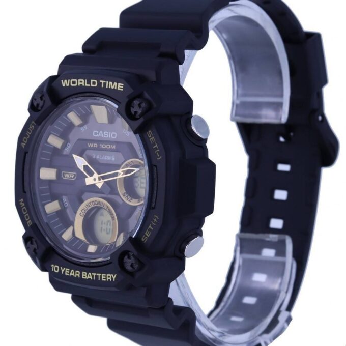 Montre Homme Casio Combinaison analogique-numérique AEQ-120W-9AV - Bracelet Noir en Résine - Résistance à l'eau 10 ATM