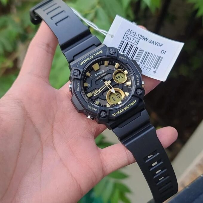 Montre Homme Casio Combinaison analogique-numérique AEQ-120W-9AV - Bracelet Noir en Résine - Résistance à l'eau 10 ATM