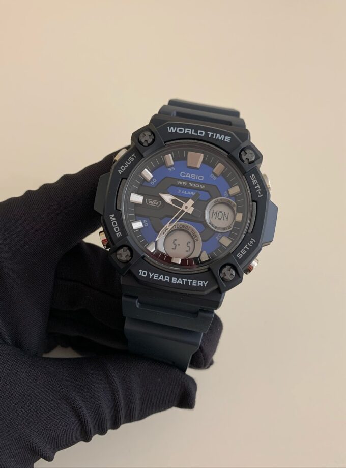 Montre Homme Casio Combinaison analogique-numérique AEQ-120W-2AV - Bracelet Noir en Résine - Résistance à l'eau 10 ATM