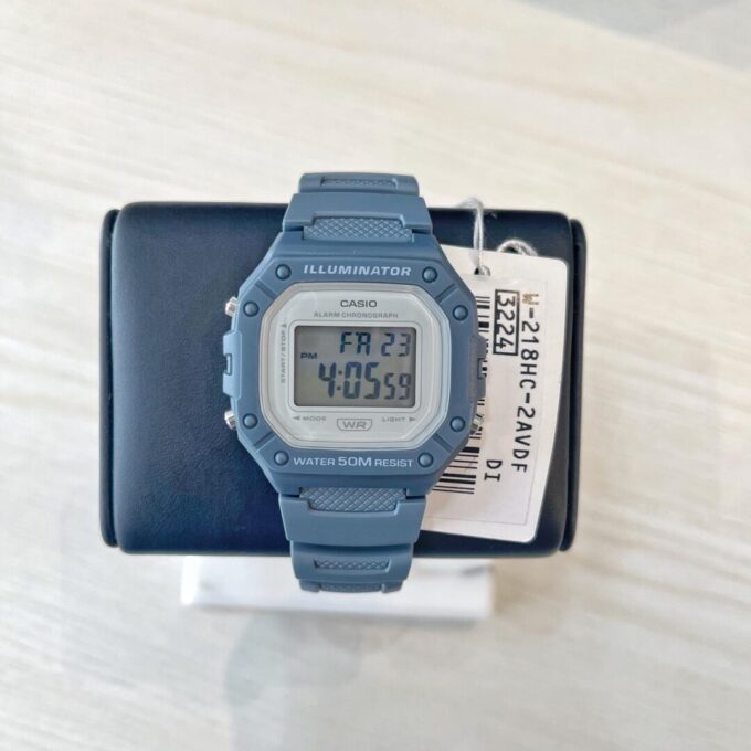 Montre Unisexe Casio Vintage Numérique W-218HC-2AV - Bracelet Bleu En Résine - Résistance à l'eau 5 ATM