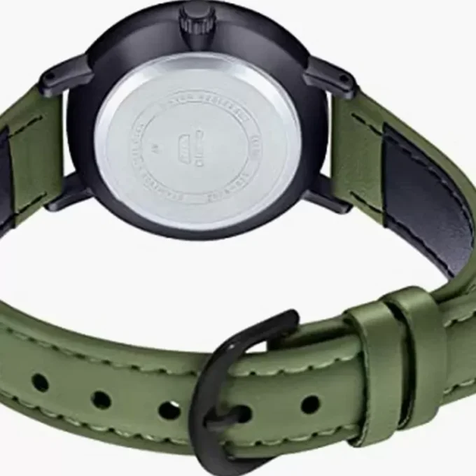 Montre Femme Casio Collection Analogique LTP-VT02BL-3A - Bracelet Vert en Cuir - Résistant à l'eau