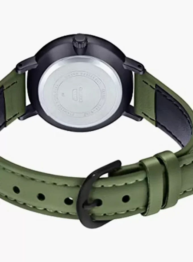 Montre Femme Casio Collection Analogique LTP-VT02BL-3A - Bracelet Vert en Cuir - Résistant à l'eau