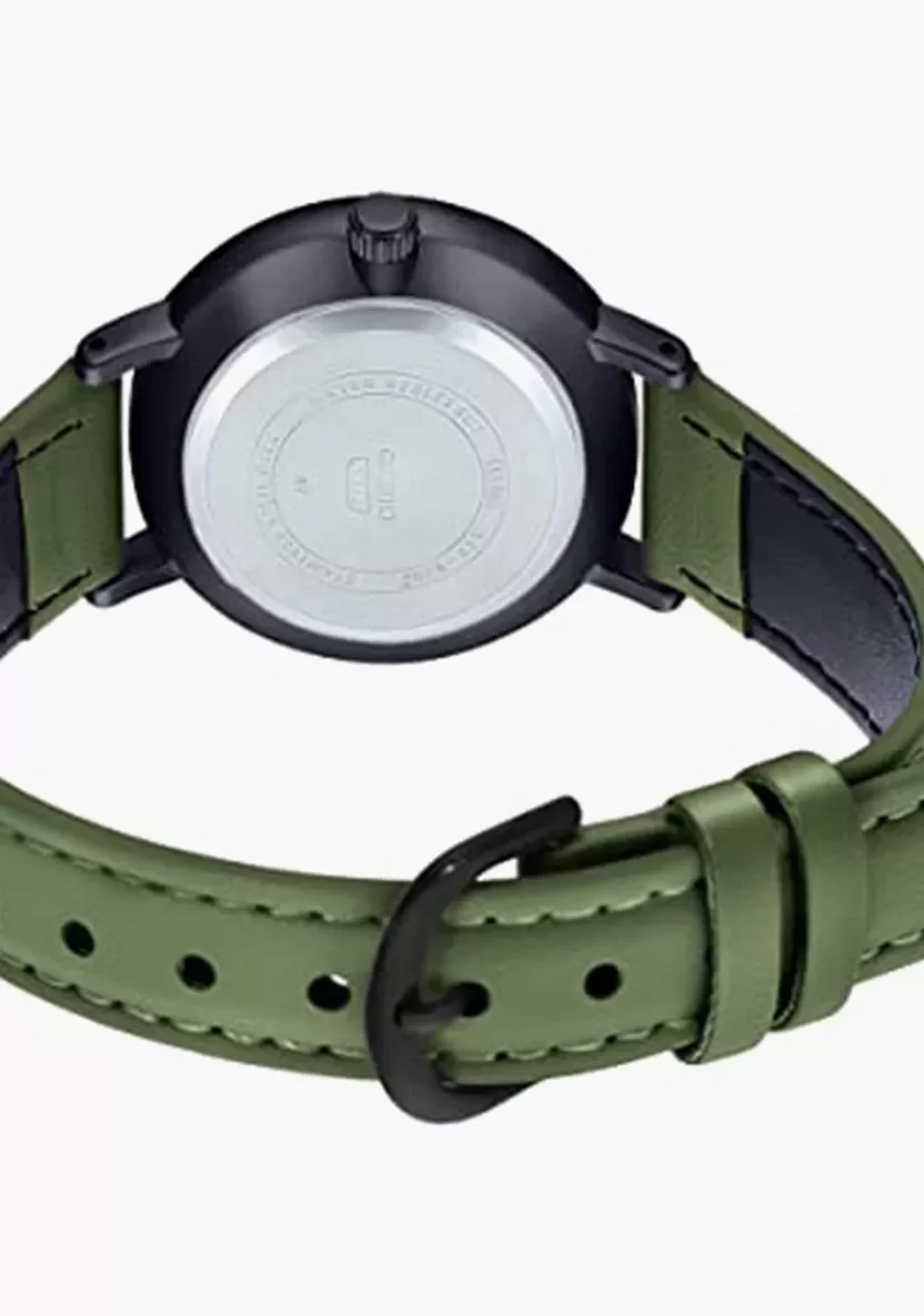 aiwatch_LTP-VT02BL-3AUDF - Montre Femme Casio Collection Analogique LTP-VT02BL-3A - Bracelet Vert en Cuir - Résistant à l'eau