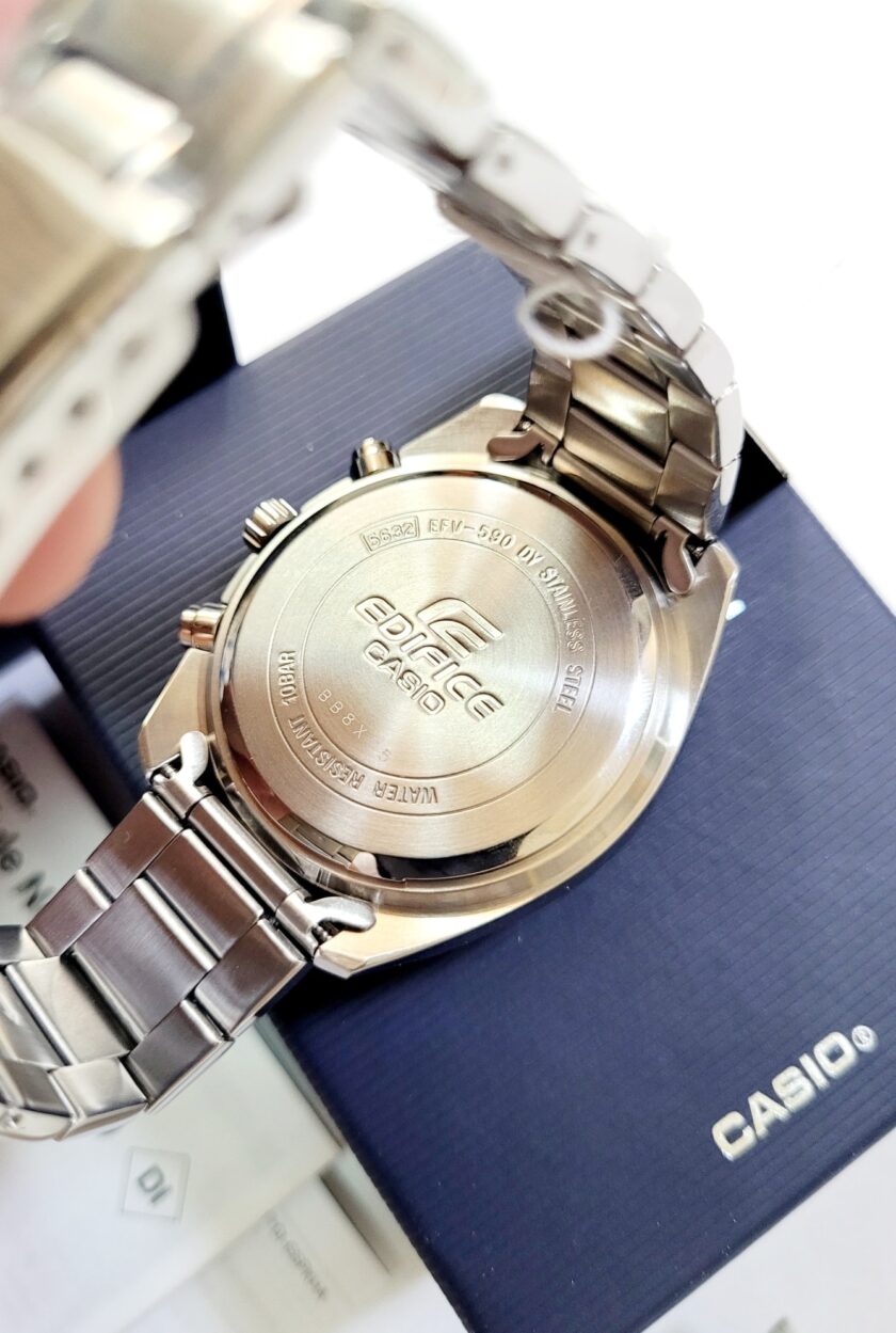 montre homme casio edifice efr s572d 1avudf bracelet gris en acier inoxydable résistance à l'eau 100 mètres