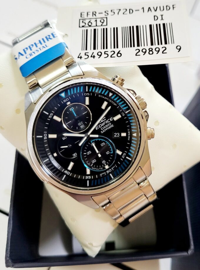 Montre Homme Casio Edifice EFR-S572D-1AVUDF - Bracelet Gris en Acier Inoxydable - Résistance à l'eau 100 Mètres