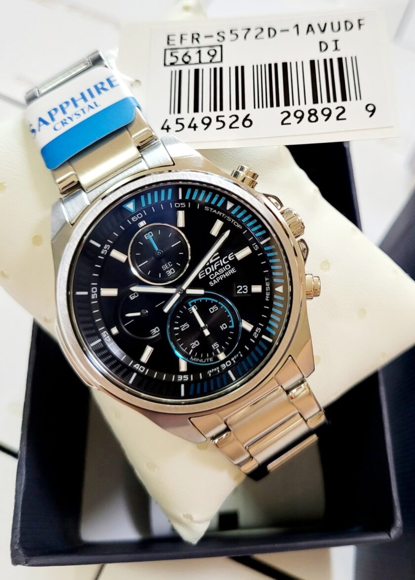 montre homme casio edifice efr s572d 1avudf bracelet gris en acier inoxydable résistance à l'eau 100 mètres