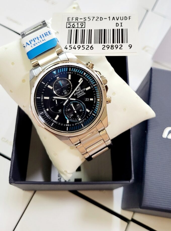 Montre Homme Casio Edifice EFR-S572D-1AVUDF - Bracelet Gris en Acier Inoxydable - Résistance à l'eau 100 Mètres