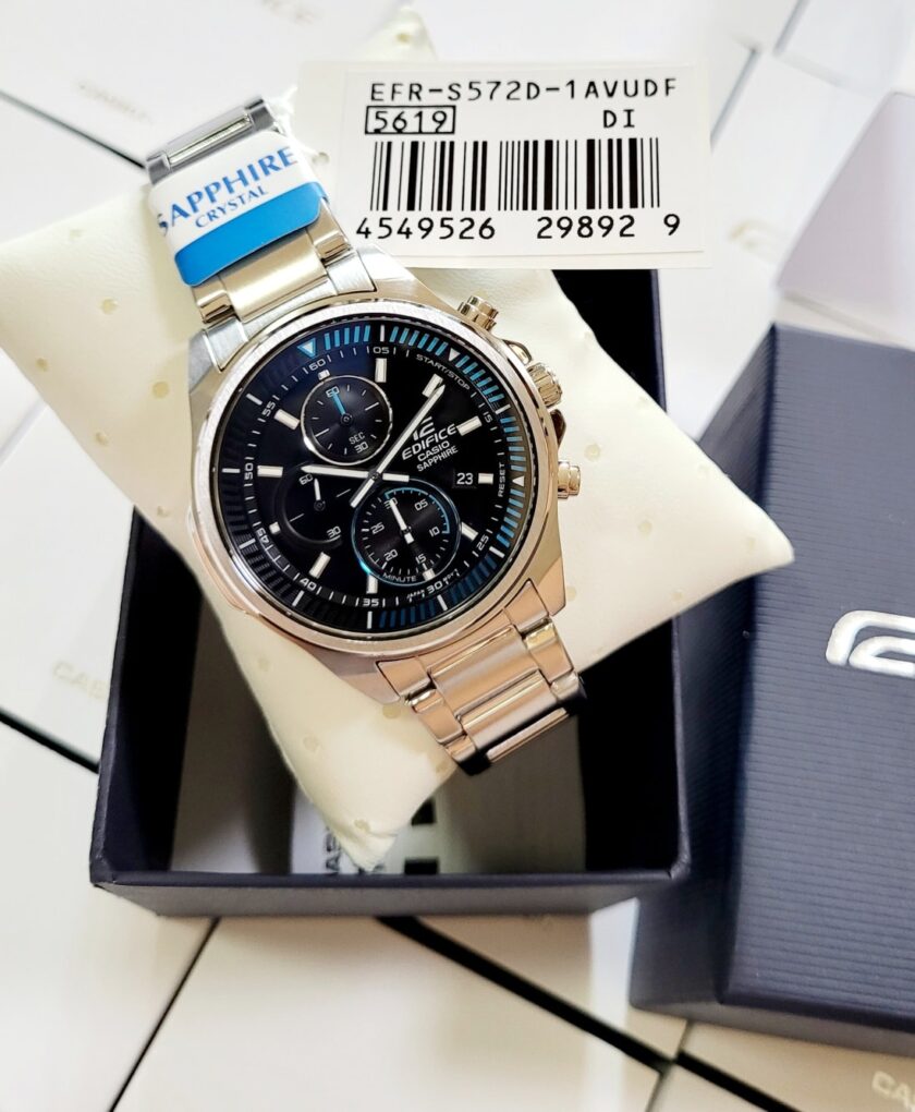 montre homme casio edifice efr s572d 1avudf bracelet gris en acier inoxydable résistance à l'eau 100 mètres