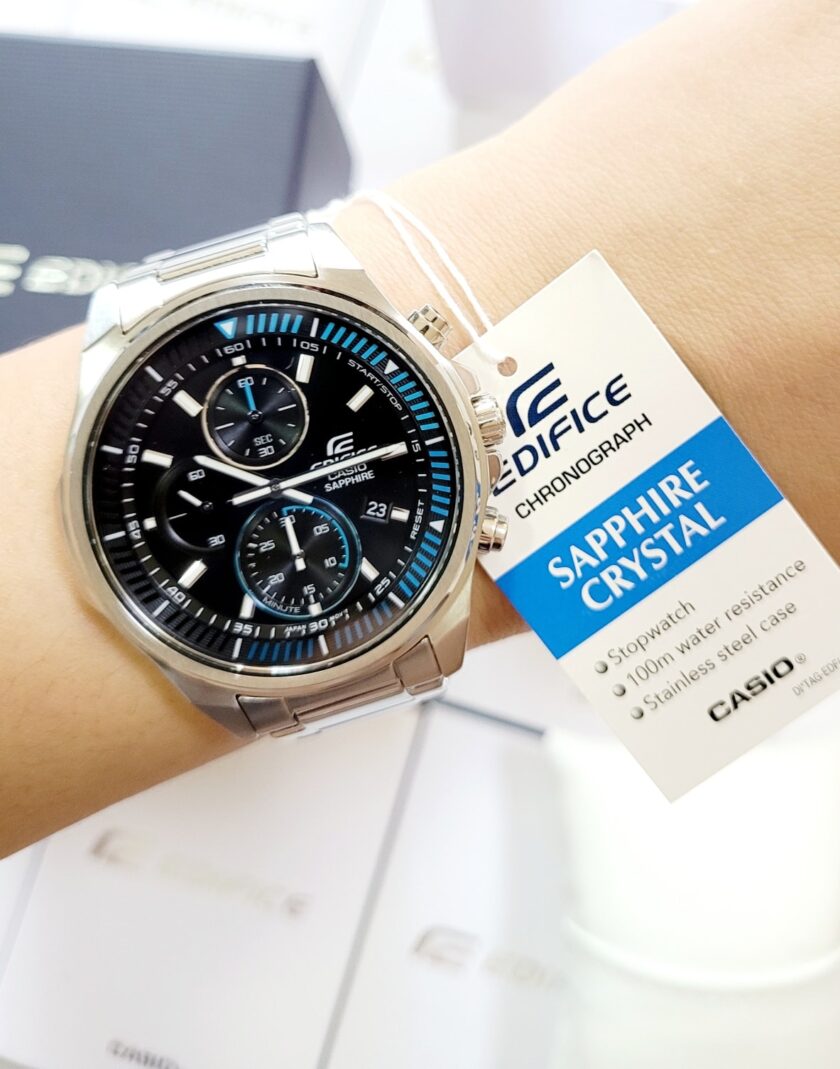 montre homme casio edifice efr s572d 1avudf bracelet gris en acier inoxydable résistance à l'eau 100 mètres