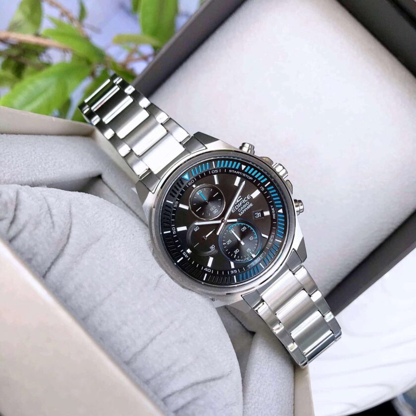 montre homme casio edifice efr s572d 1avudf bracelet gris en acier inoxydable résistance à l'eau 100 mètres