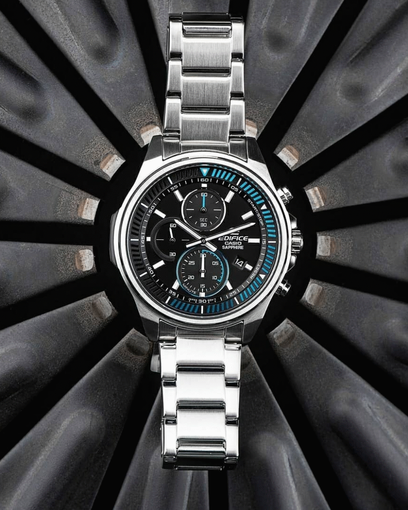 montre homme casio edifice efr s572d 1avudf bracelet gris en acier inoxydable résistance à l'eau 100 mètres