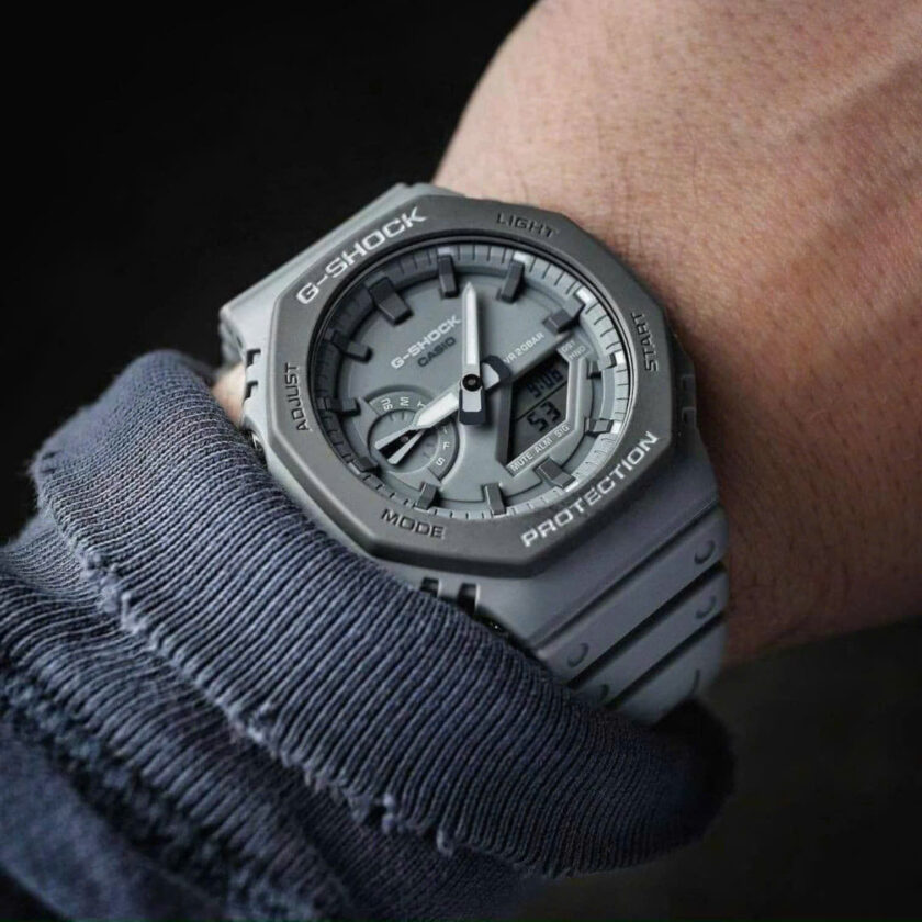 montre homme casio g shock ga 2110et 8adr bracelet gris en silicone résistance à l'eau 200 mètres