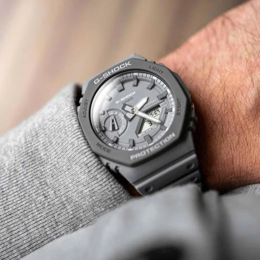 montre homme casio g shock ga 2110et 8adr bracelet gris en silicone résistance à l'eau 200 mètres
