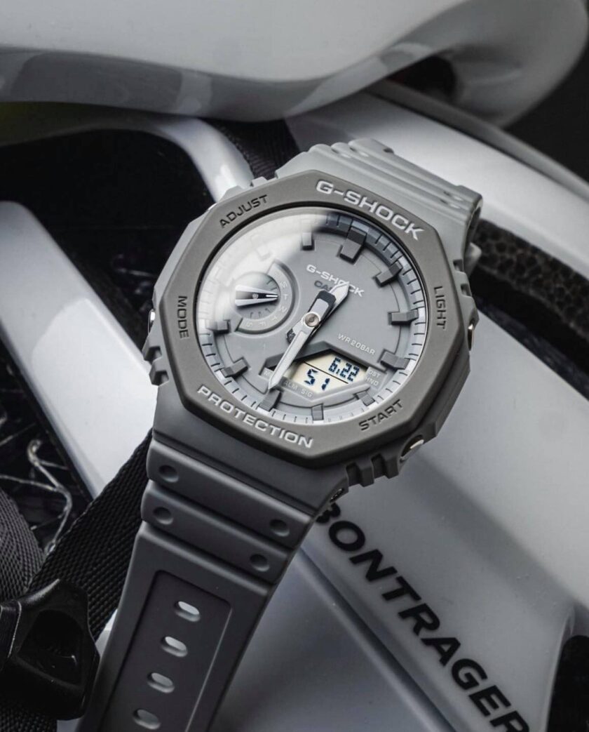 montre homme casio g shock ga 2110et 8adr bracelet gris en silicone résistance à l'eau 200 mètres