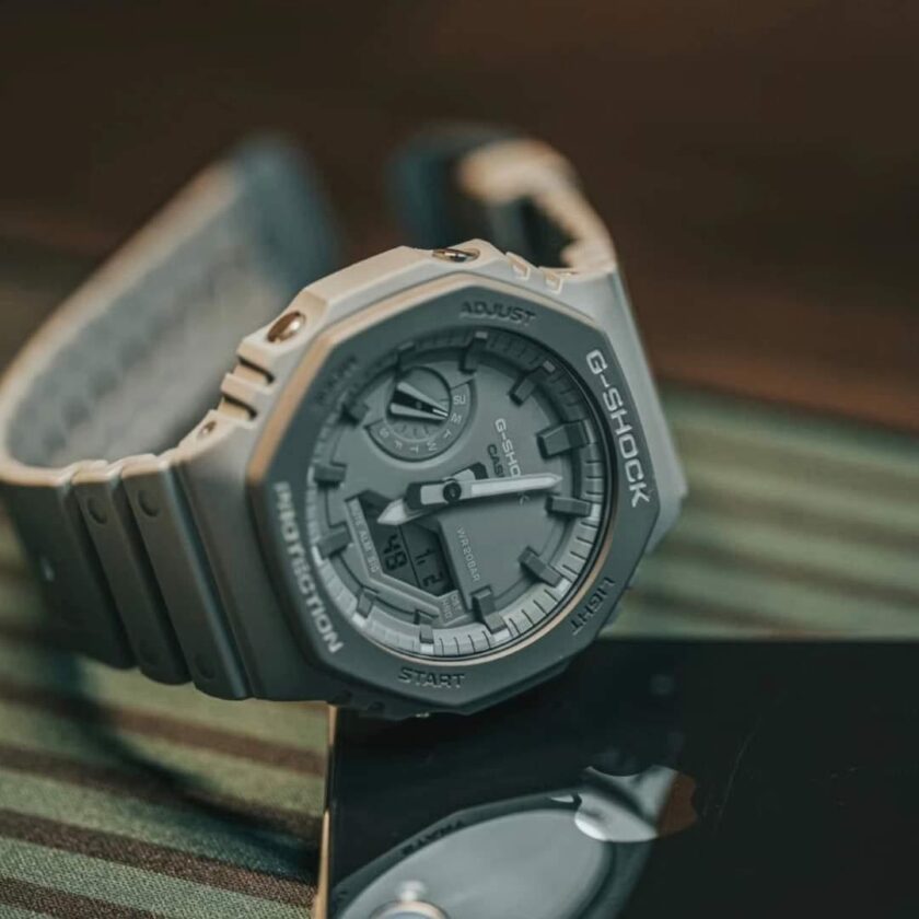 montre homme casio g shock ga 2110et 8adr bracelet gris en silicone résistance à l'eau 200 mètres