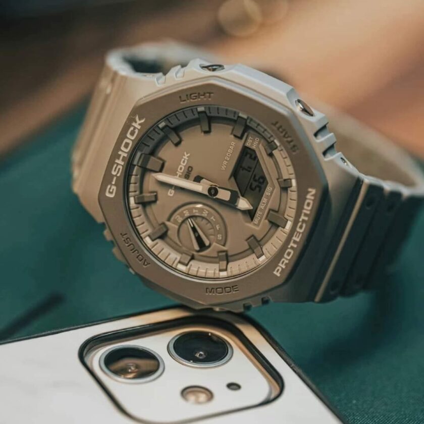 montre homme casio g shock ga 2110et 8adr bracelet gris en silicone résistance à l'eau 200 mètres