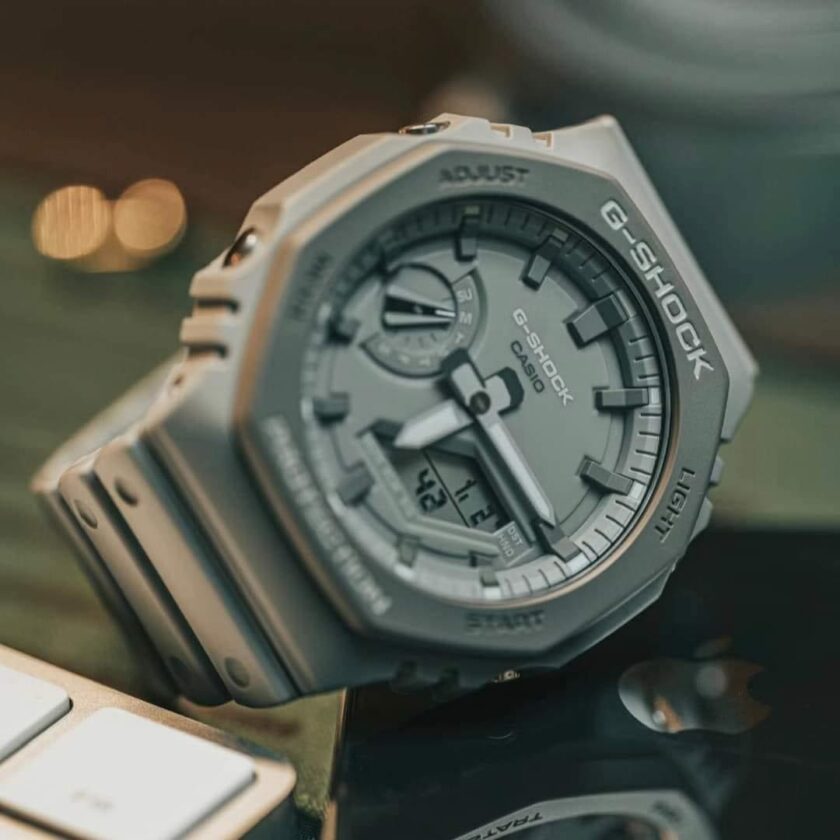 montre homme casio g shock ga 2110et 8adr bracelet gris en silicone résistance à l'eau 200 mètres